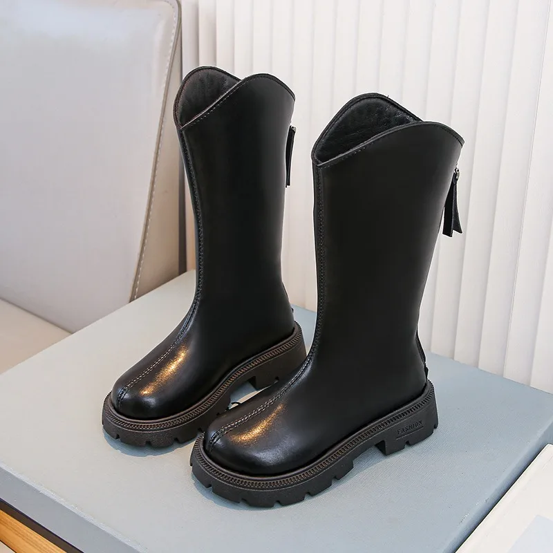 Winter Child Fashionable Long Boot 2025 New British Style Flat Boot Korean Version Girls Anti Slip Warm Boots Girls Snow Boots