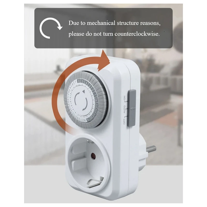 ABKJ-Timing Socket 24-Hours Cycle Switch Mechanical Timer Automatic Shutdown With Overload Protection 16A High-Power EU Plug