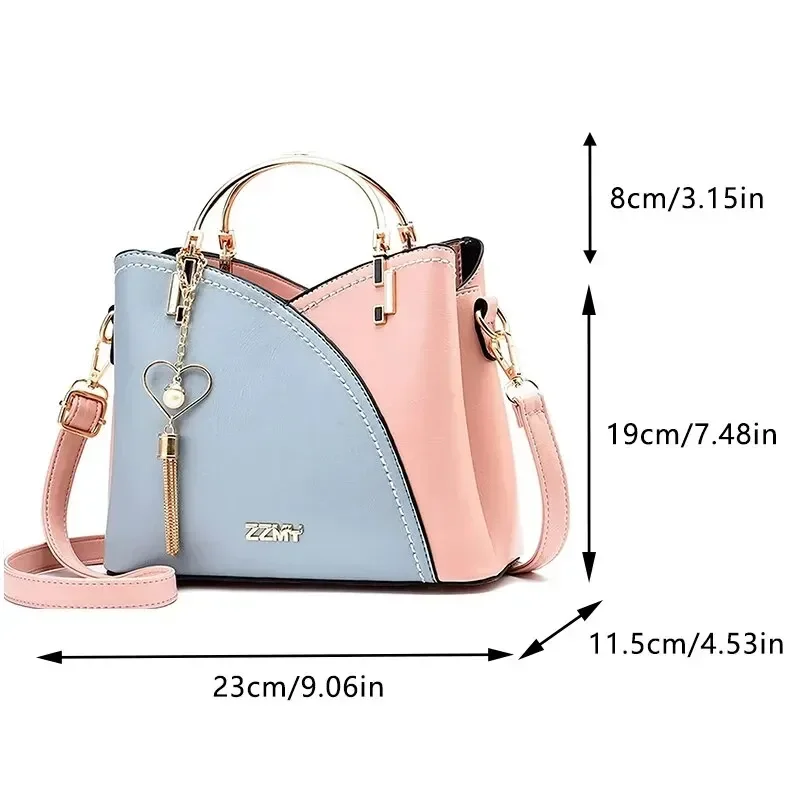 Frauen Patchwork Handtaschen Pu Leder Geldbörse Block Griff Einkaufstaschen Mode große Kapazität Nähte Taschen Schulranzen Umhängetasche neu