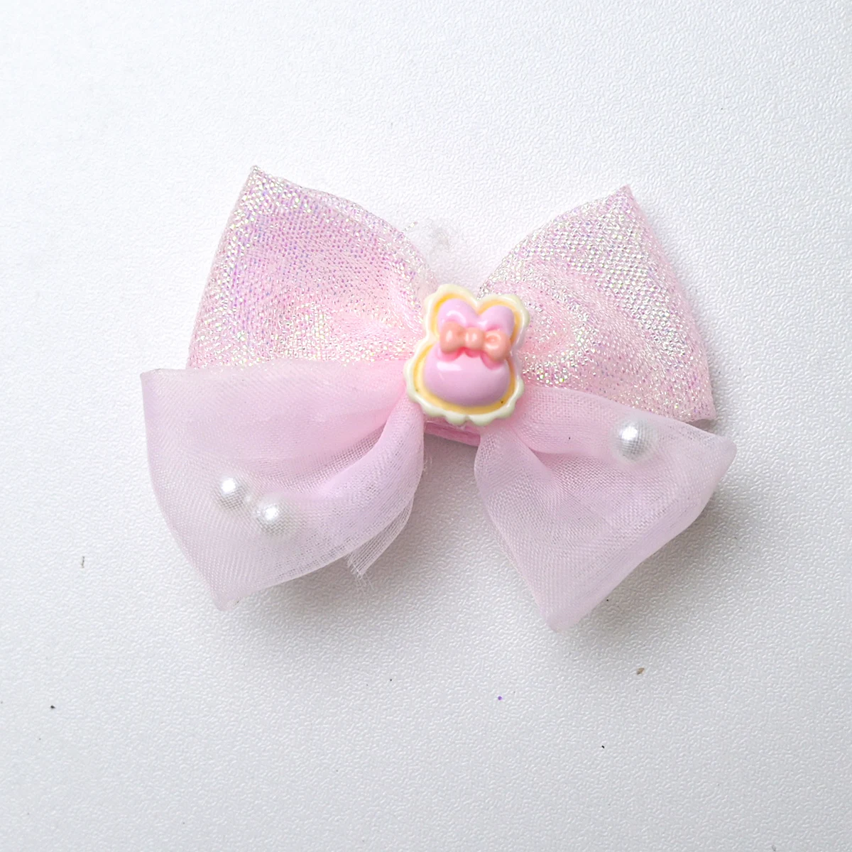 2PC Pet Supplies Cat Pink Sequin Bow Flower Hair Clip Color Randomly Suitable for Small and Medium Dogs