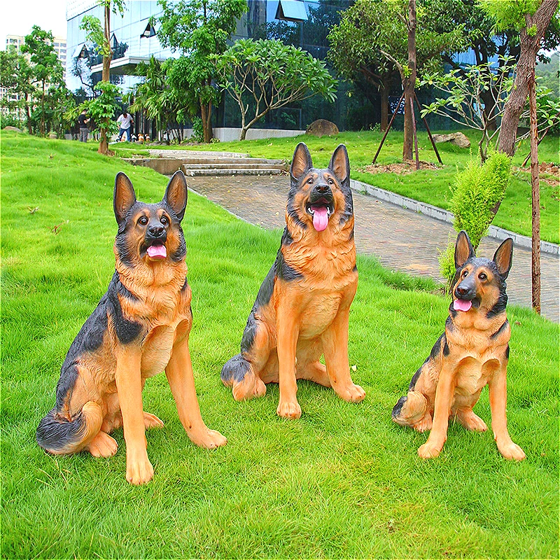 Outdoor Simulation German Wolf Dog Sculpture, Large Model Animal Decoration, Garden Home Living Room Courtyard Decoration