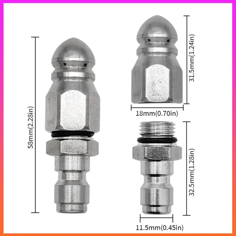 

2 шт. насадка для промывки канализации 1/4 дюйма, быстроразъемное соединение, насадка для канализационного шланга для тяжелых грязных условий эксплуатации