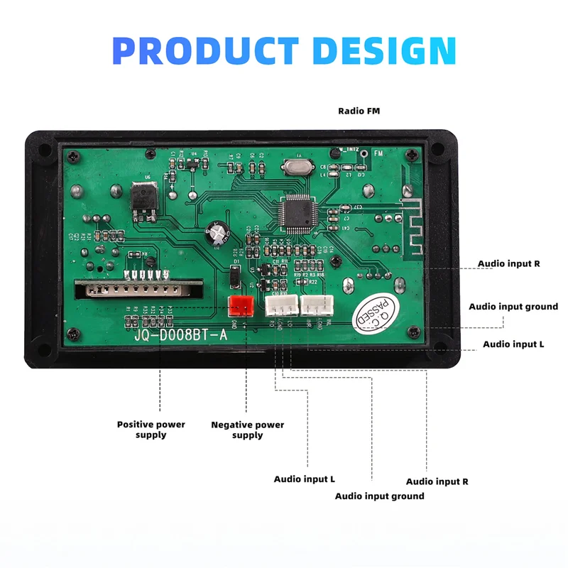 Bluetooth 5.0 MP3-Decoderplatine, unterstützt Freisprechaufzeichnung, FM DC 12 V MP3 WMA WAV APE FLAC Audio-Verstärkerplatine