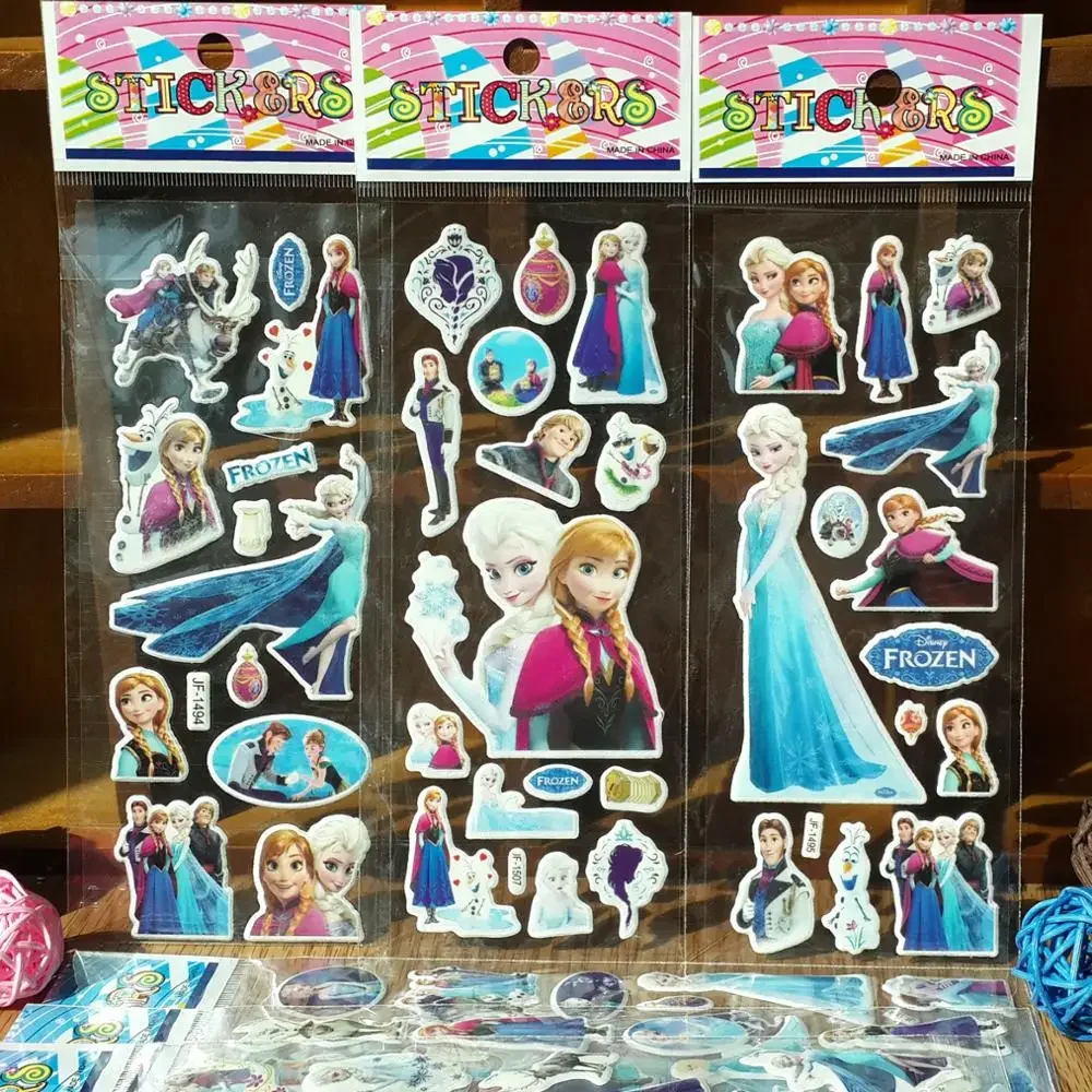 8 pcs/lot Disney cartoon sticker children bubble sticker PVC girl frozen princes sticker reward