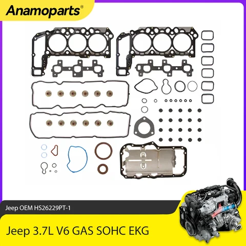 Детали двигателя, полный комплект прокладок, подходит для Dodge Durango Ram Dakora Jeep Grand Cherokee 3,7 л, V6 GAS SOHC EKG 2005-2012
