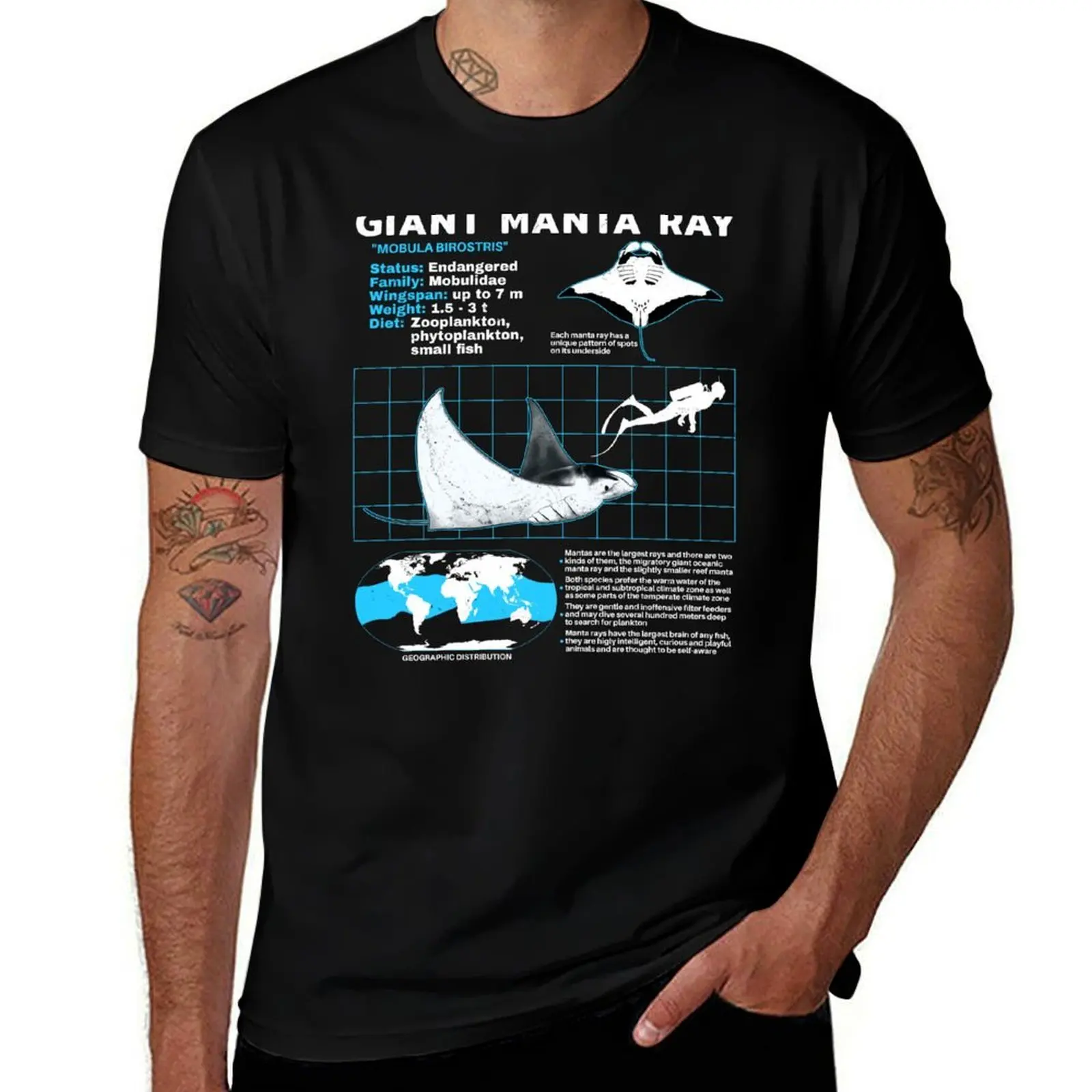 Manta Ray data sheet T-Shirt Comfortable Basic Crew Neck Tee T-Shirt