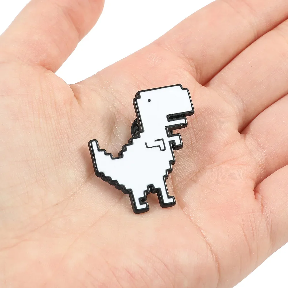 Tyrannosaurus Rex Enamel Pins Custom Cute White Dinosaur Brooches Bag Clothes Lapel Pin Simple Jewelry Gift for Kid Friend