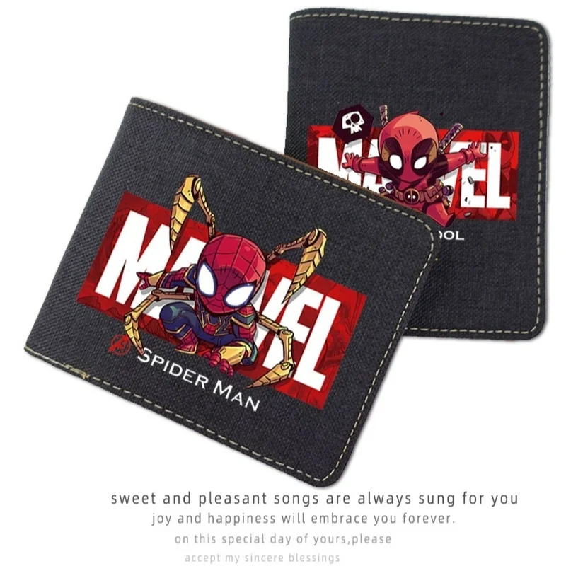 Spider Man Wallet Iron Man Marvel Student Children'S Teenagers' Wallet Boy Card Bag Gift Cartoon Anime Peripherals