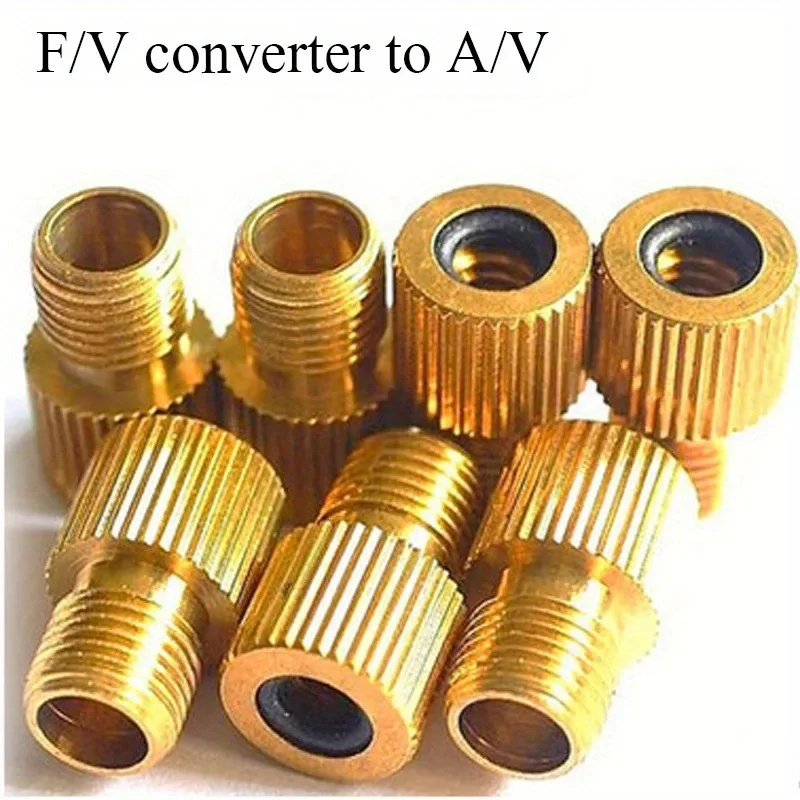 Brass Bike Valve Adapter DV SV to AV Converter Bicycle Tire Presta Schrader to American Air Pump Inflator Adaptor - view 3