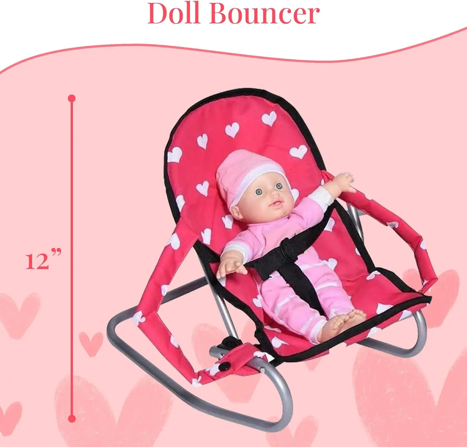 Conjunto de móveis para bonecas de 18 polegadas com berço, cadeira alta e assento alto para meninas de 3 a 10 anos