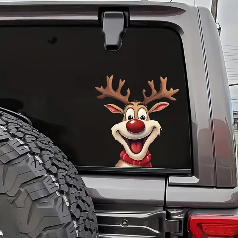 1PC Christmas Reindeer Car Stickers Waterproof Sunscreen DIY for Auto Trunk Bumper Windows Vinyl Decals Durable Decoration