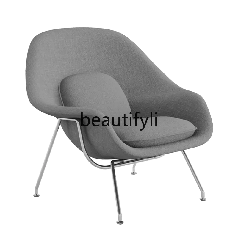 

Nordic single sofa chair solid wood leather fabric single chair