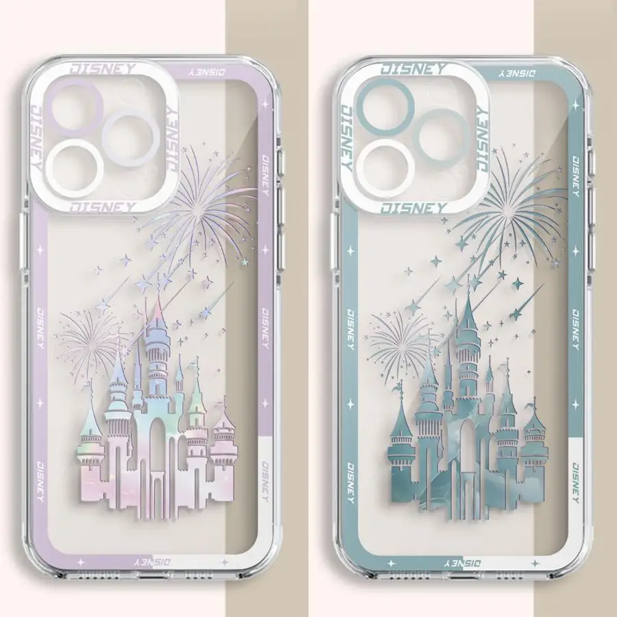 Disney Romantic Art Castle Phone Case for iPhone 16 Plus 14 8 SE 13 Mini 11 Pro Max XS 7 15Pro 12 X 14Plus Clear Shell Cover