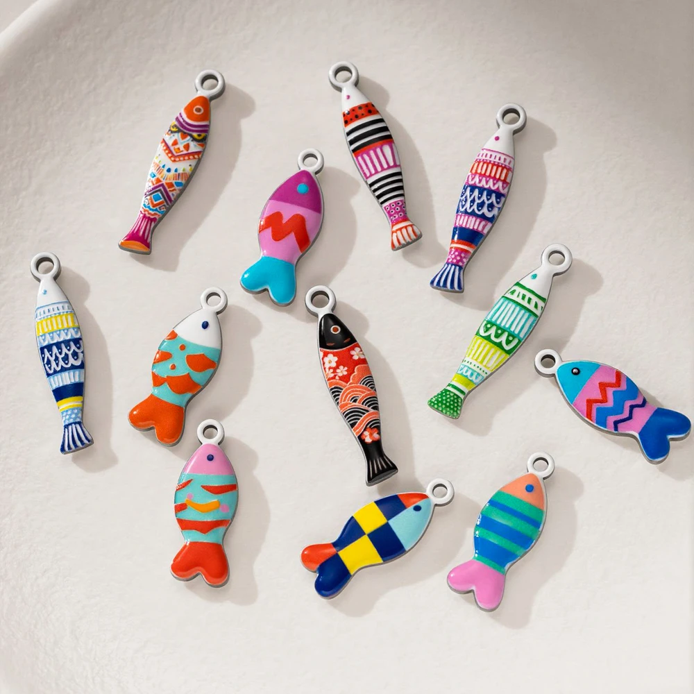 2 Stück Mehrfarbige Anhänger mit Fisch- und Tiermotiven für DIY-Halsketten, Ohrringe, Armbänder, Schlüsselanhänger und Schmuckherstellungszubehör – Detail 2