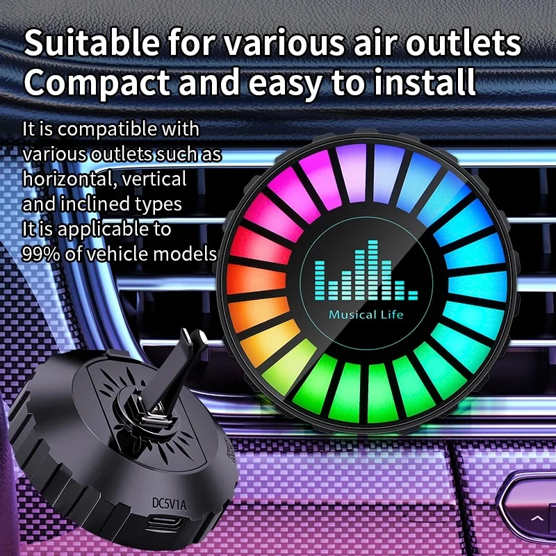 

Universal Car Air Vent Freshener RGB Ambient Light Music Sync Sound Control Pickup Light Aromatherapy Car Interior Accessories