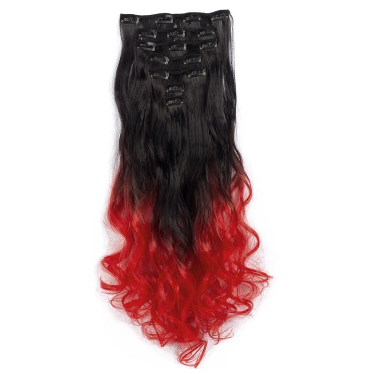 Soowee Synthetic Hair Curly Black To Purple Rainbow Clip In Hair Extension Fake Hair Ins One Piece Violet Extensions