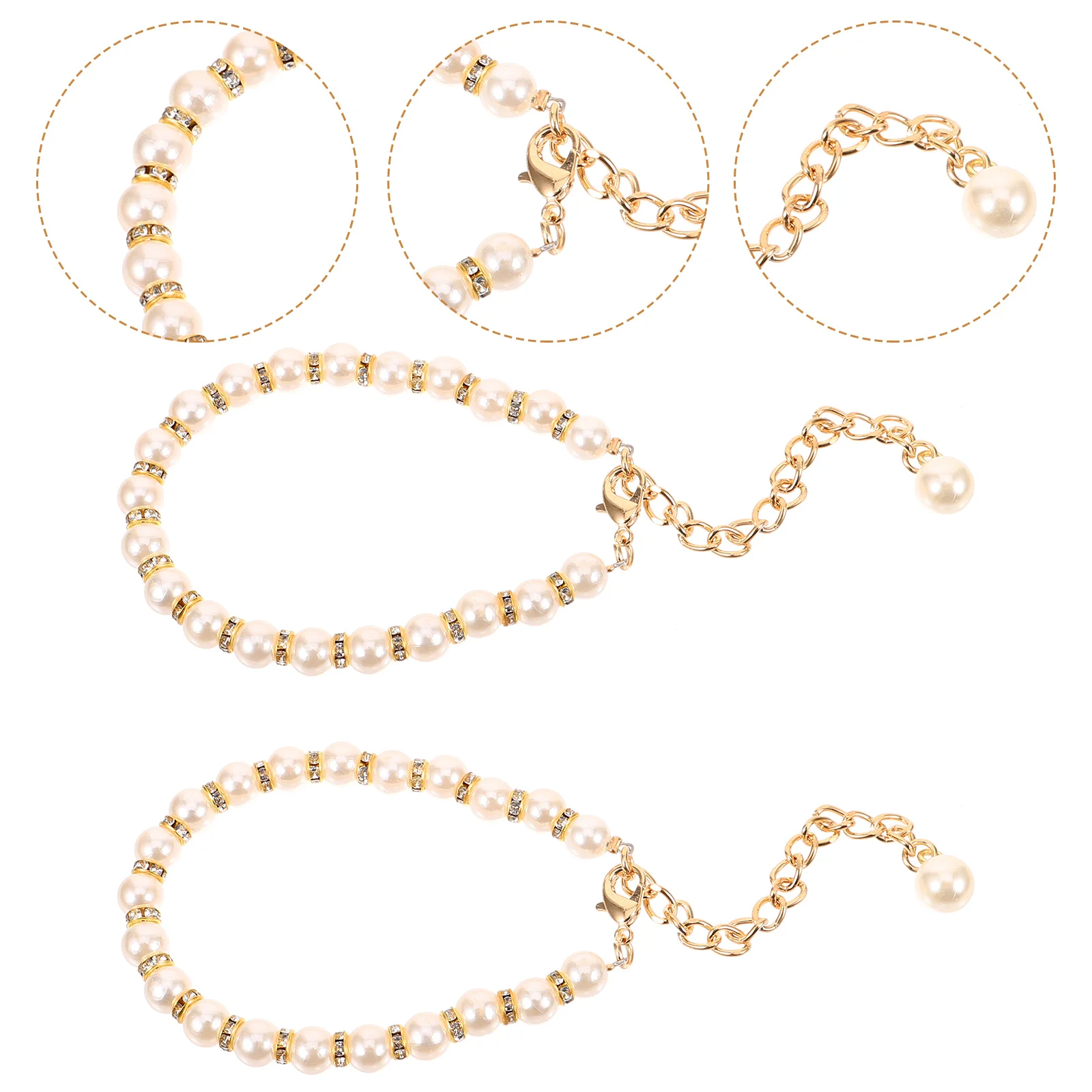 2 Pcs High Heel Pearl Chain Heels Miss Very Boots Ankle Bracelet Metal Shoe Straps for