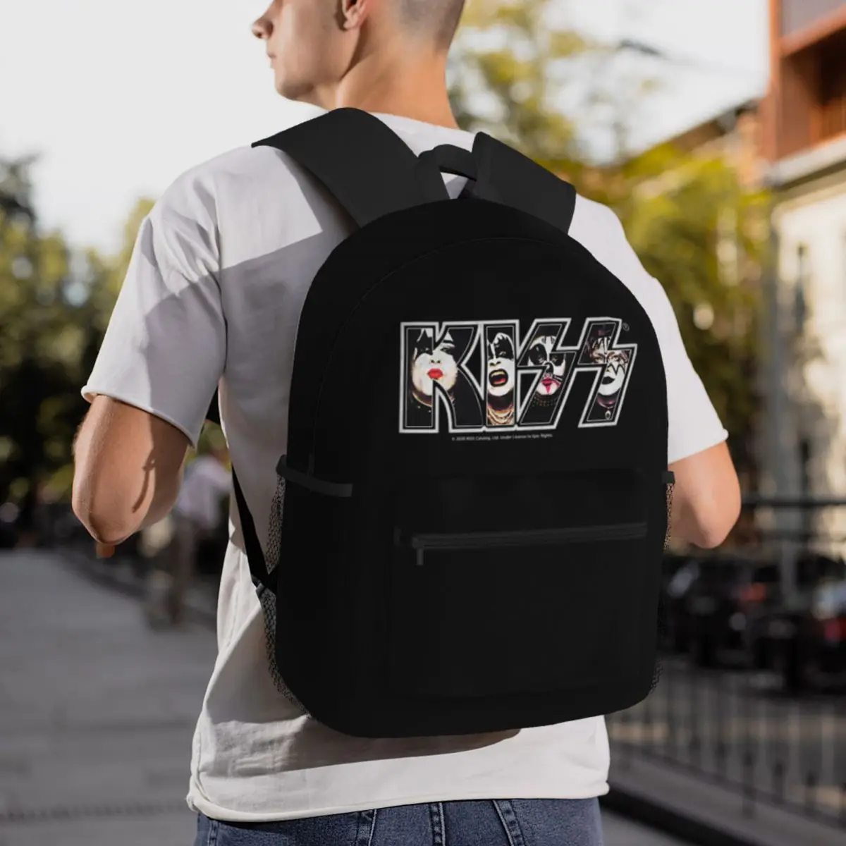 KISS The Logo Band dengan anggota di itu Racerback kasual ransel sederhana penyimpanan tas perlengkapan kantor alat tulis lucu