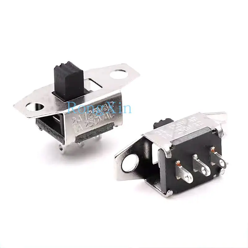 100pcs/ SS-12E06 handle high 4/5MM three-legged two-speed vertical toggle switch with fixed hole hairdressing switch