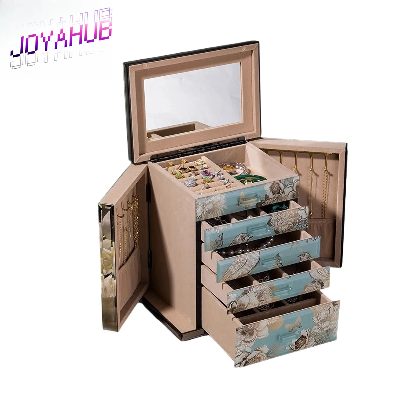 Customized LOGO Light Luxury Simple High-end Jewelry Box Bracelet Necklace Ring Earring Multi-layer Jewelry Storage Box Gift OEM