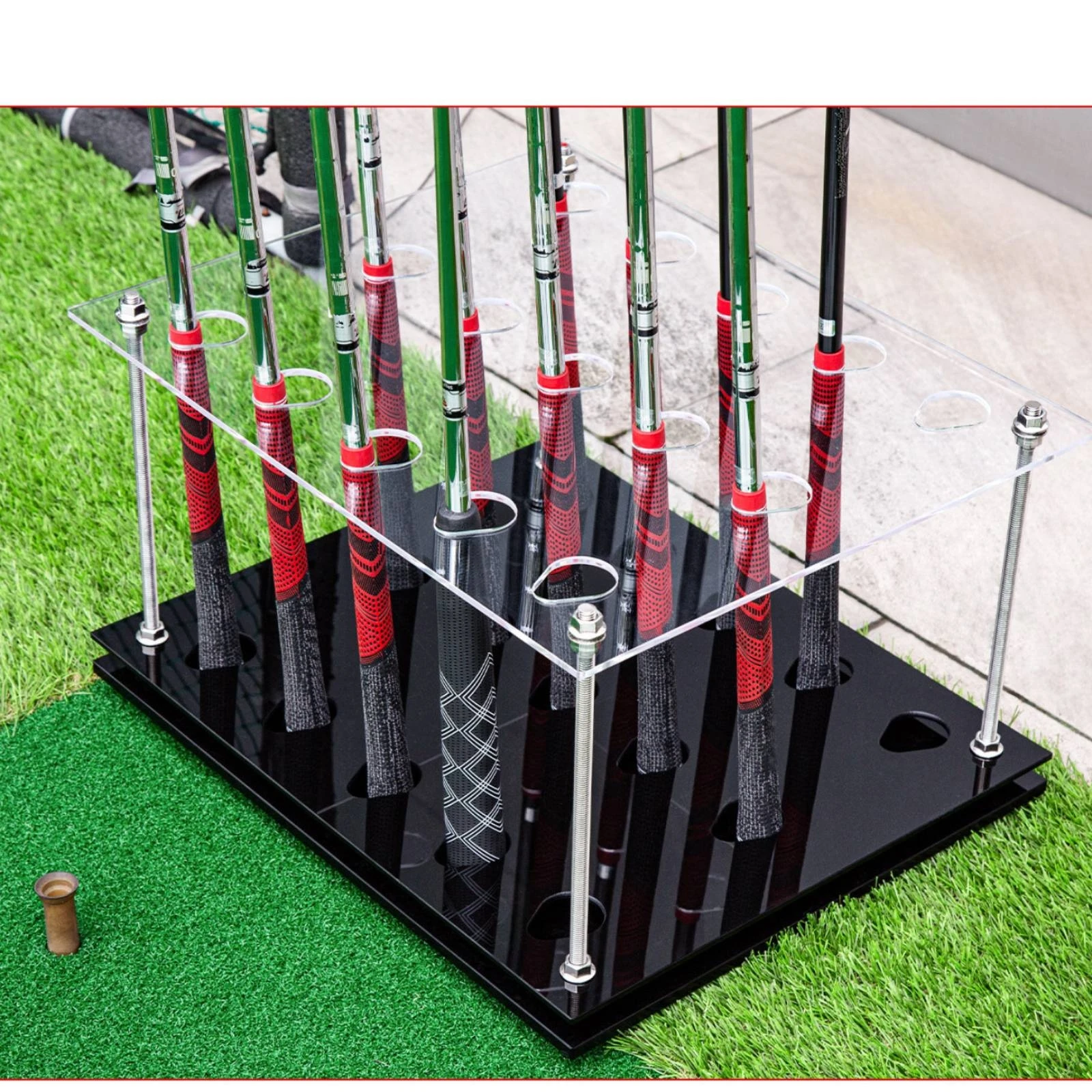 Golf Club Rack Freestanding Golf Club Display Rack Two-Layer Metal for Golfers, Indoor, Home