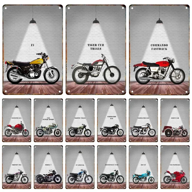 Vintage Motorcycle Metal Poster Plaque Tin Painter Home Garage Bar Club Signage Modern Wall Art Decorative Mural Aesthetics Gift