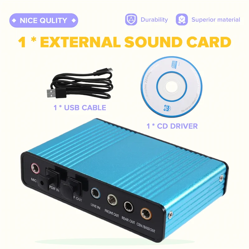 USB 2.0 6-قناة بطاقة الصوت الخارجية وحدة تحكم الصوت البصرية SPDIF للكمبيوتر المحمول سطح المكتب