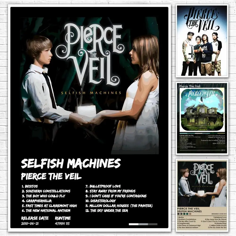 Post Hardcore Band P-Pierce The Veil Poster All-match HD Waterproof Self-Adhesive Wall Art Sticker For Home Bedroom