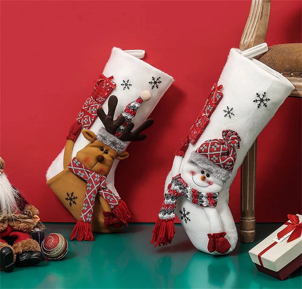 

Merry Christmas Socks Kids Gift Bag Christmas Decoration Socks Set Christmas Tree Pendant Happy New Year Gifts