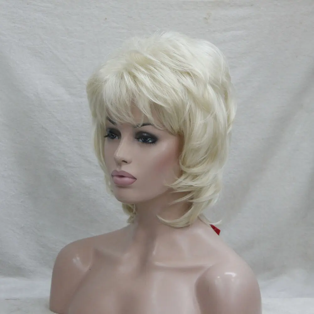 Elegant Bady Wavy Blonde Neck Length Synthetic Hair Women's Full Wig