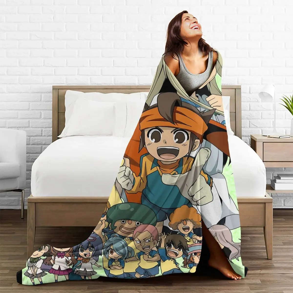 Inazuma Eleven Game Blanket Fleece Autumn/Winter Manga Anime Multi-function Lightweight Throw Blanket for Home Couch Bedspread