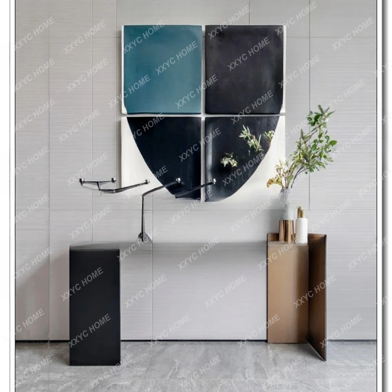 Q Modern light luxury entrance foyer entrance marble partition strip case stainless steel sofa back few