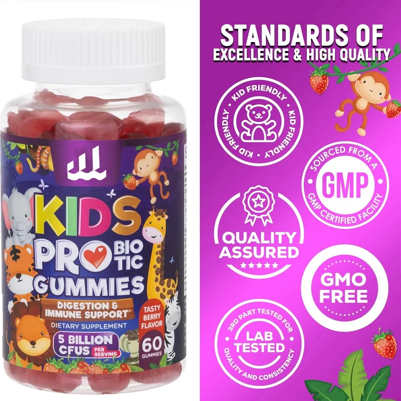 Children\'s probiotic gummies -5 billion colony units containing lactobacilli and bifidobacteria - digestive health