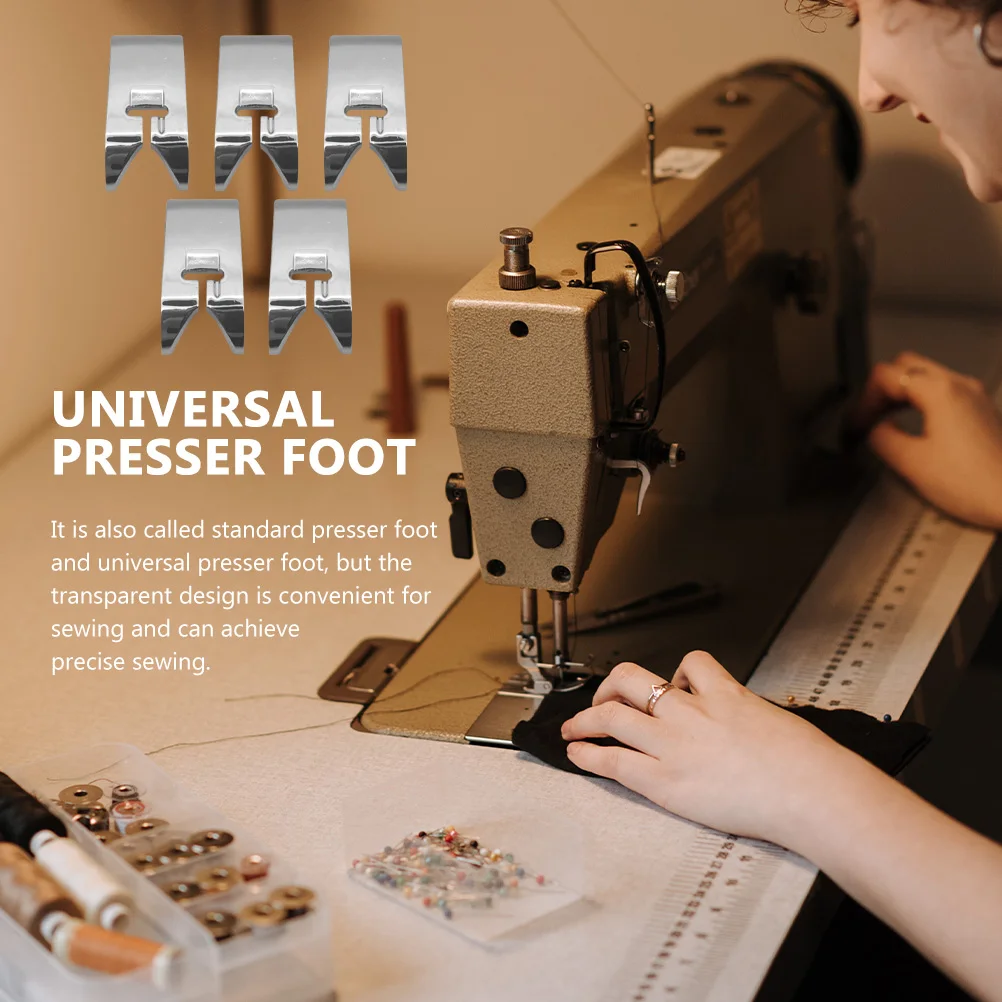 

5 Pcs Electric Sewing Machine Presser Foot Stainless Steel Durable Quilting Stitching Supplies Parts Fit Most Fabric Types