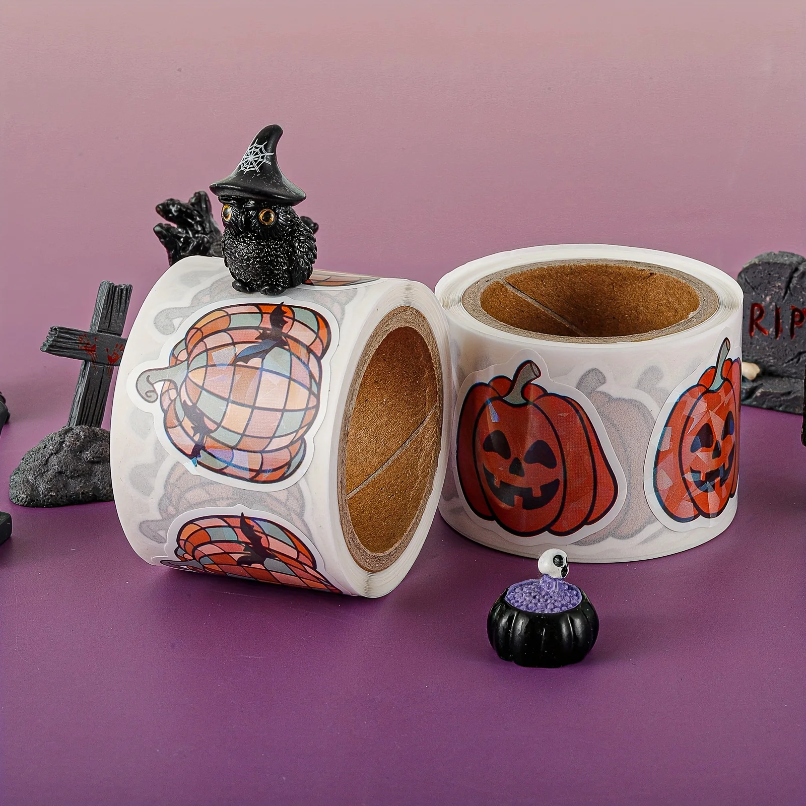 

Блестящие наклейки на Хэллоуин, лазерная вспышка, водостойкая уплотнительная паста, подарочная упаковка [декоративные наклейки] 120 шт./рулон