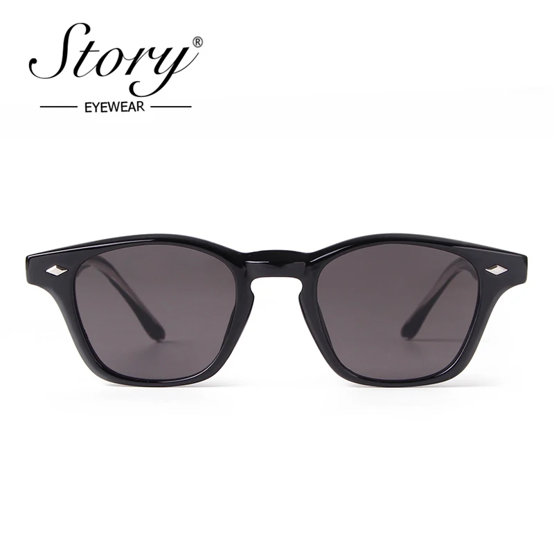 STORY High Quality TR90 CP-inner Retro Rivet Tortoise Small Square Sunglasses Women Men Classic G15 Green Sun Glasses S28035M