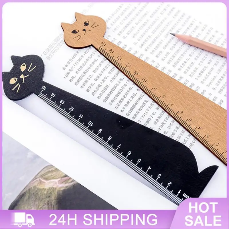 Convenient Cat Drawing Ruler Accurate Scale Cartoon Ruler Stationery Wooden Ruler Easy To Pick Up Environmentally Friendly Ruler