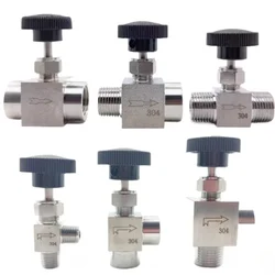 Grúa de válvula de aguja hembra BSP NPT, Control de flujo de acero inoxidable 1/8 1/4, 3/8, 1/2, 304 y 316 pulgadas, agua, Gas, aceite y propano
