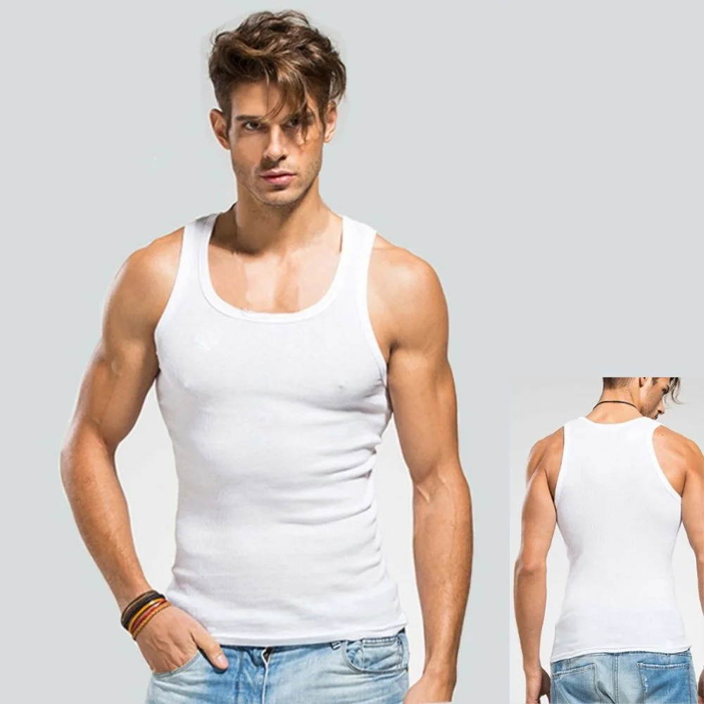 Ropa masculina de talla grande de verano, camisetas sin mangas 100% de algodón puro, camiseta de Fitness sin mangas, chaleco elástico de culturismo