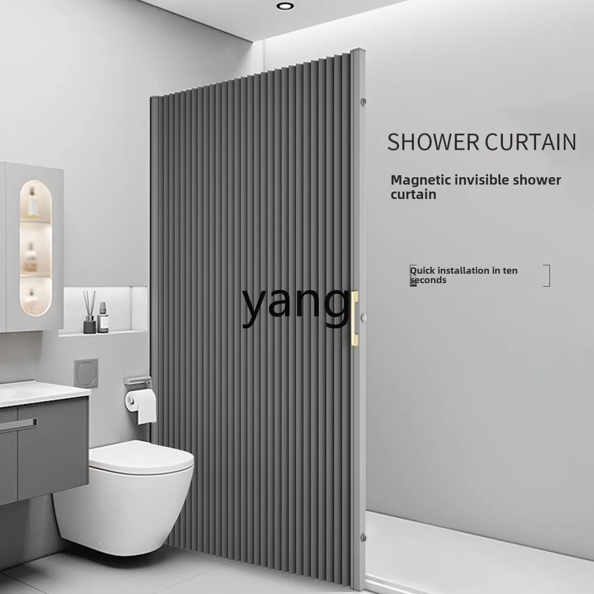 CX invisible folding shower curtain bathroom partition curtain bathroom block magnetic attraction