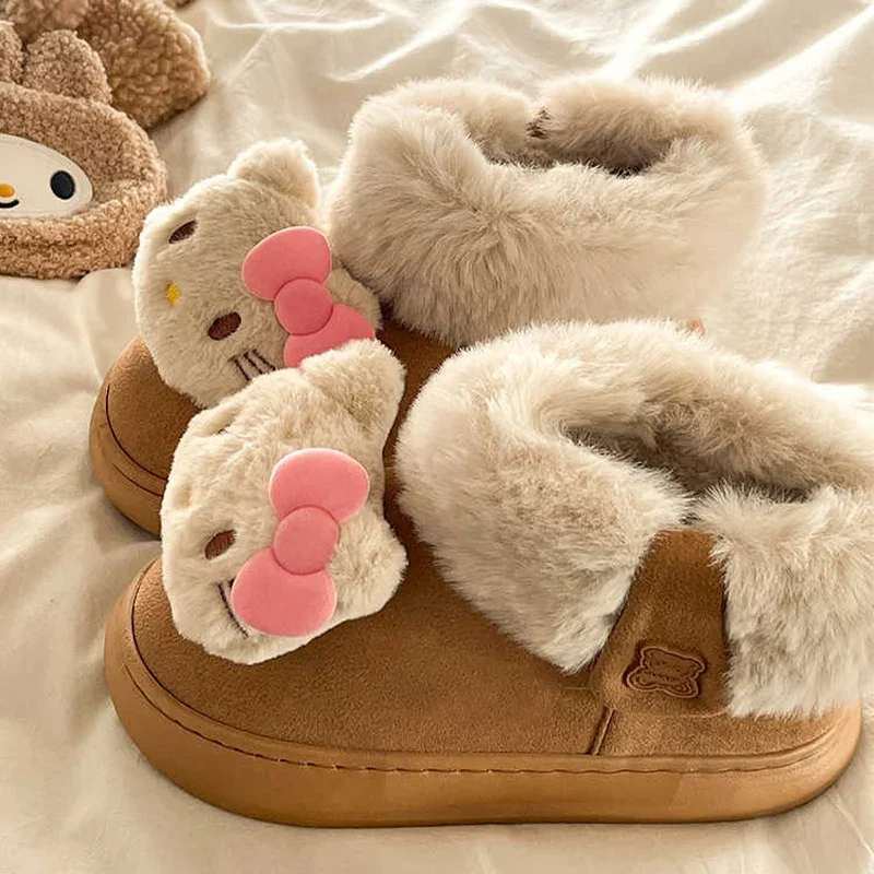 

Hello Kitty Boots Women's 2024 Winter New Warm Thick Bread Shoes Thick Bottom Outer Warm Cotton Shoes Birthday Christmas Gift