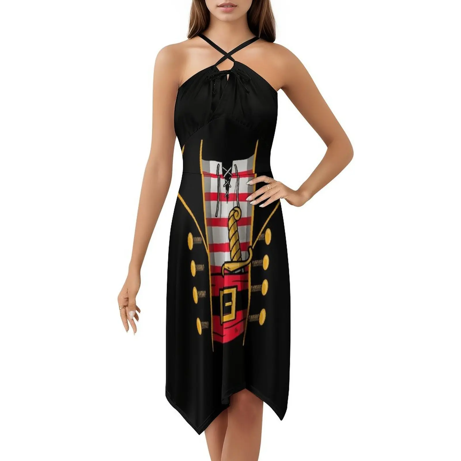 القراصنة القرصان مضحك هالوين نمط Preppy فستان قصير للنساء ألف خط فضفاض صالح فستان يوم غير رسمي القراصنة هالوين هالوين #5