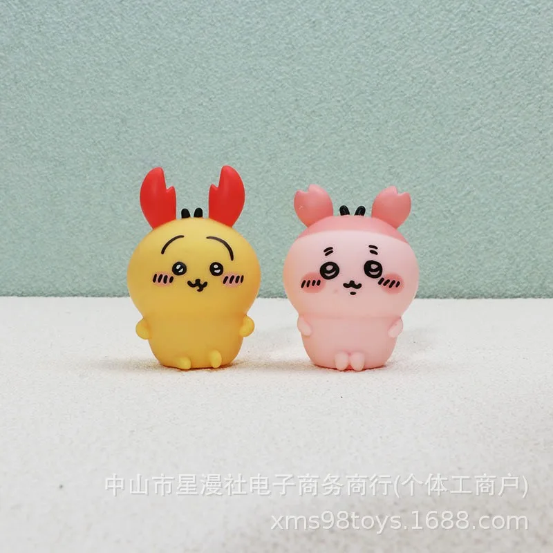 Chiikawa Crab Costume PVC Figure Set Cute Anime Collectible Mini Dolls Usagi Hachiware Mascot Kawaii Desk Decoration Gift Toy