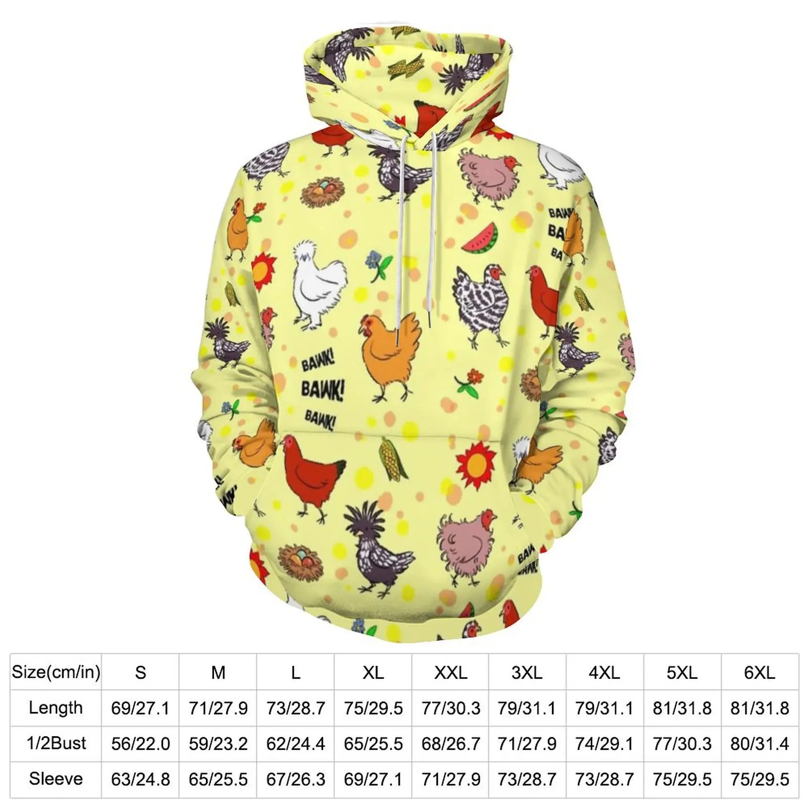 Cute Animal Hoodies Cartoon Chickens Pattern Harajuku Casual Hoodie Long Sleeve Aesthetic Hooded Sweatshirts Birthday Present