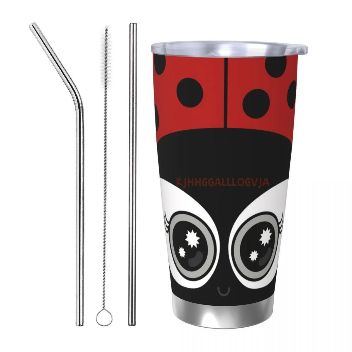

Cute Cartoon Ladybug Insulated 20oz Stainless Steel Thermo Coffee Cup Mug with Lid Tumbler for Office Home Car Bottl