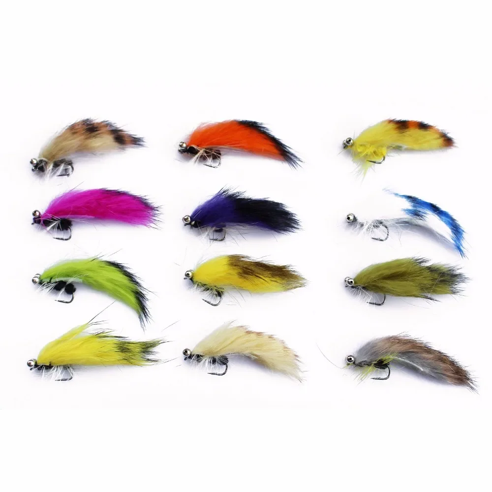 

Tigofly 12 pcs Colors Size #6 Assorted Striped Zonker Streamers Trout Fly Fishing Flies Lures Fly Set