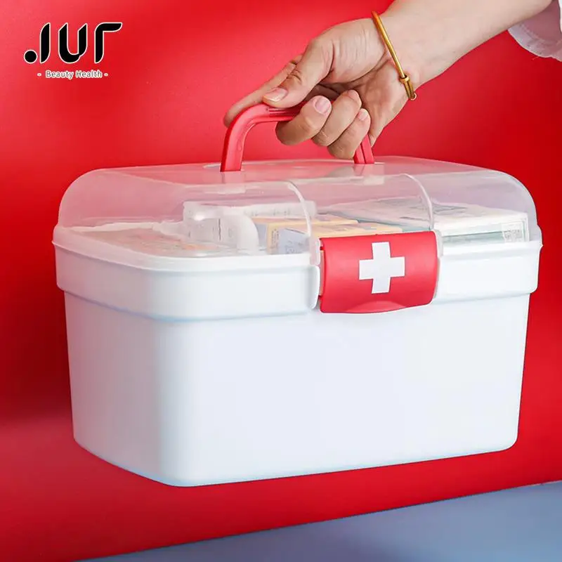 

Large Capacity Medicine Organizer Storage Container Family First Aid Chest Portable Emergency Kit Box Pill Case Organizer