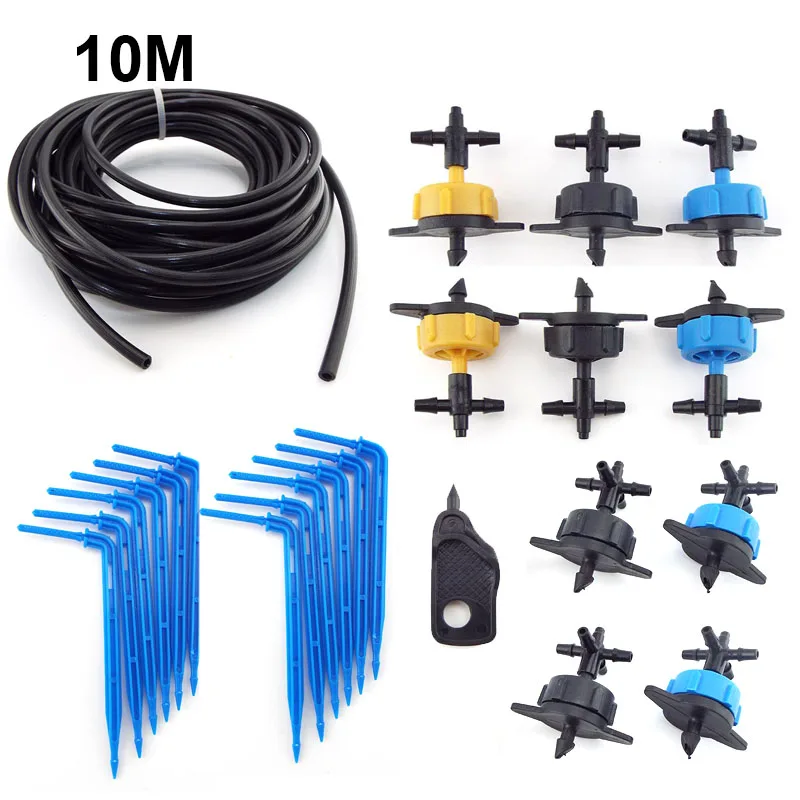 10m Garden Mirco Irrigation Drip watering System Set 2/4 way Potted Suite Irrigation Planter flower Arrow Greenhouse Transmitter