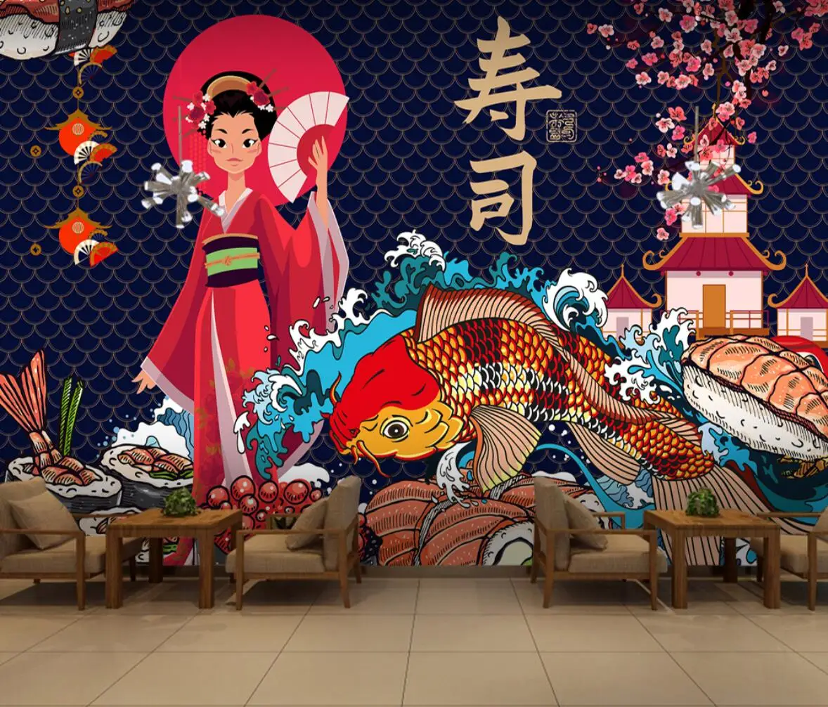 custom Japanese food sushi Photo 3D Wallpaper Bedroom wallpapers for Living Room Sofa TV Background Mural Wall Covering sticker