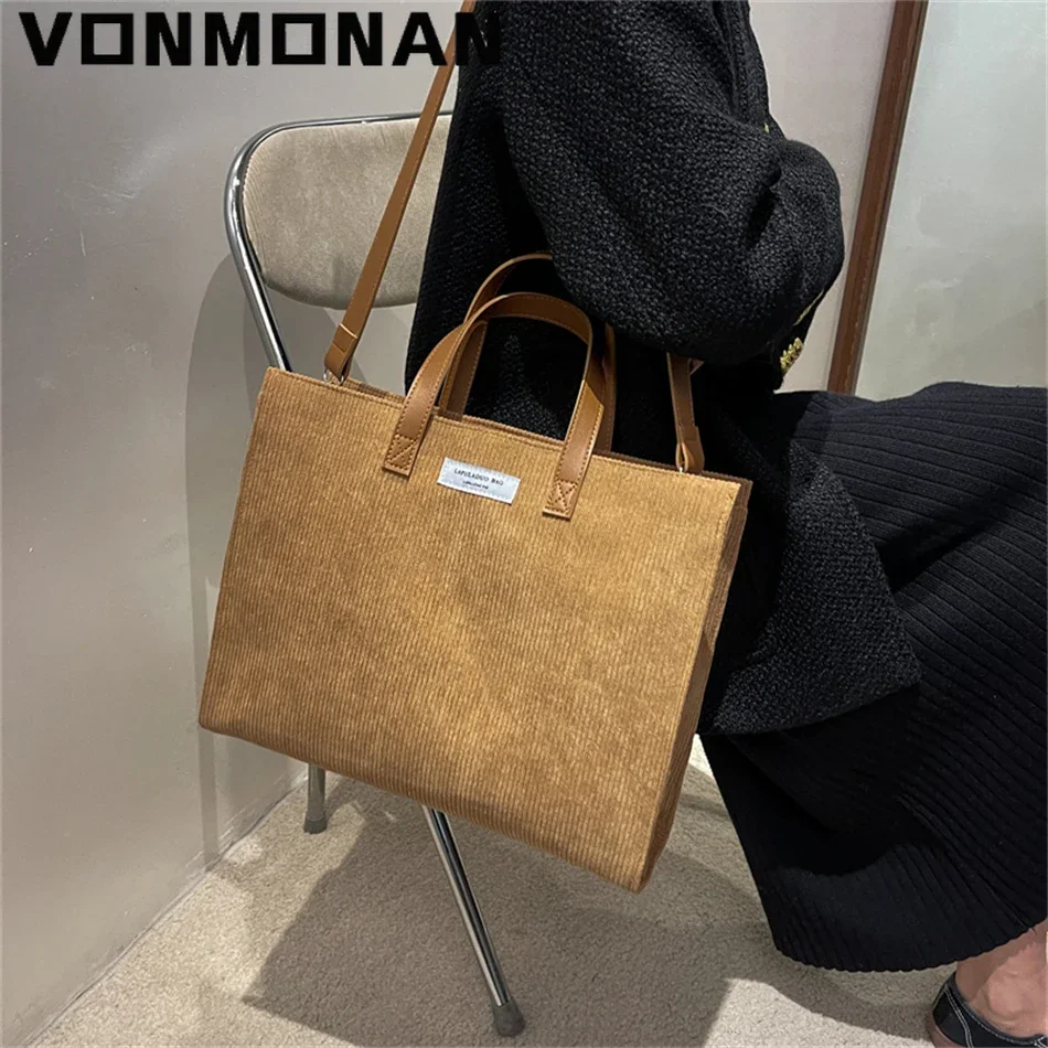 Women Vintage Corduroy Handbag Purses Luxury Designer Shoulder Crossbody Messenger Tote Bags Large Capacity Branded Shopper New